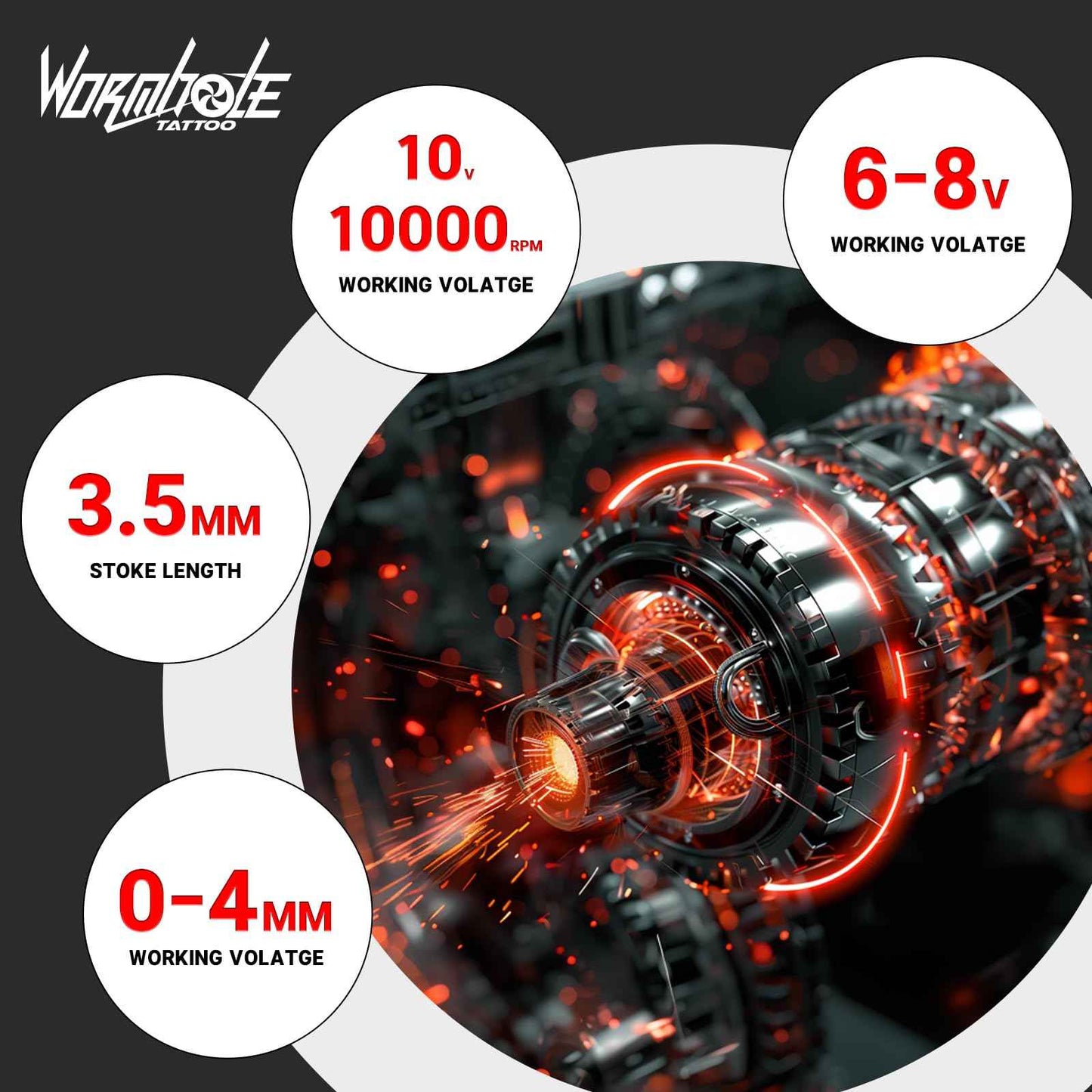 Wormhole Wireless Tattoo Practice Gun Kit with 1,800mAh Battery LED Digital Display, 20PCS Tattoo Needles Wireless Tattoo Machine Kit Aluminum Alloy for Beginner and Tattooist WTK296