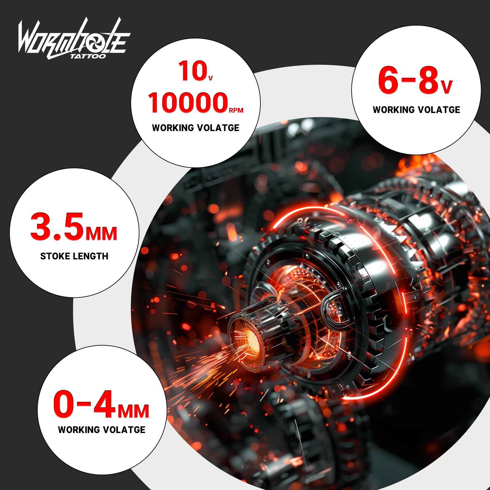 Wormhole Wireless Tattoo Practice Gun Kit with 1,800mAh Battery LED Digital Display, 20PCS Tattoo Needles Wireless Tattoo Machine Kit Aluminum Alloy for Beginner and Tattooist WTK296