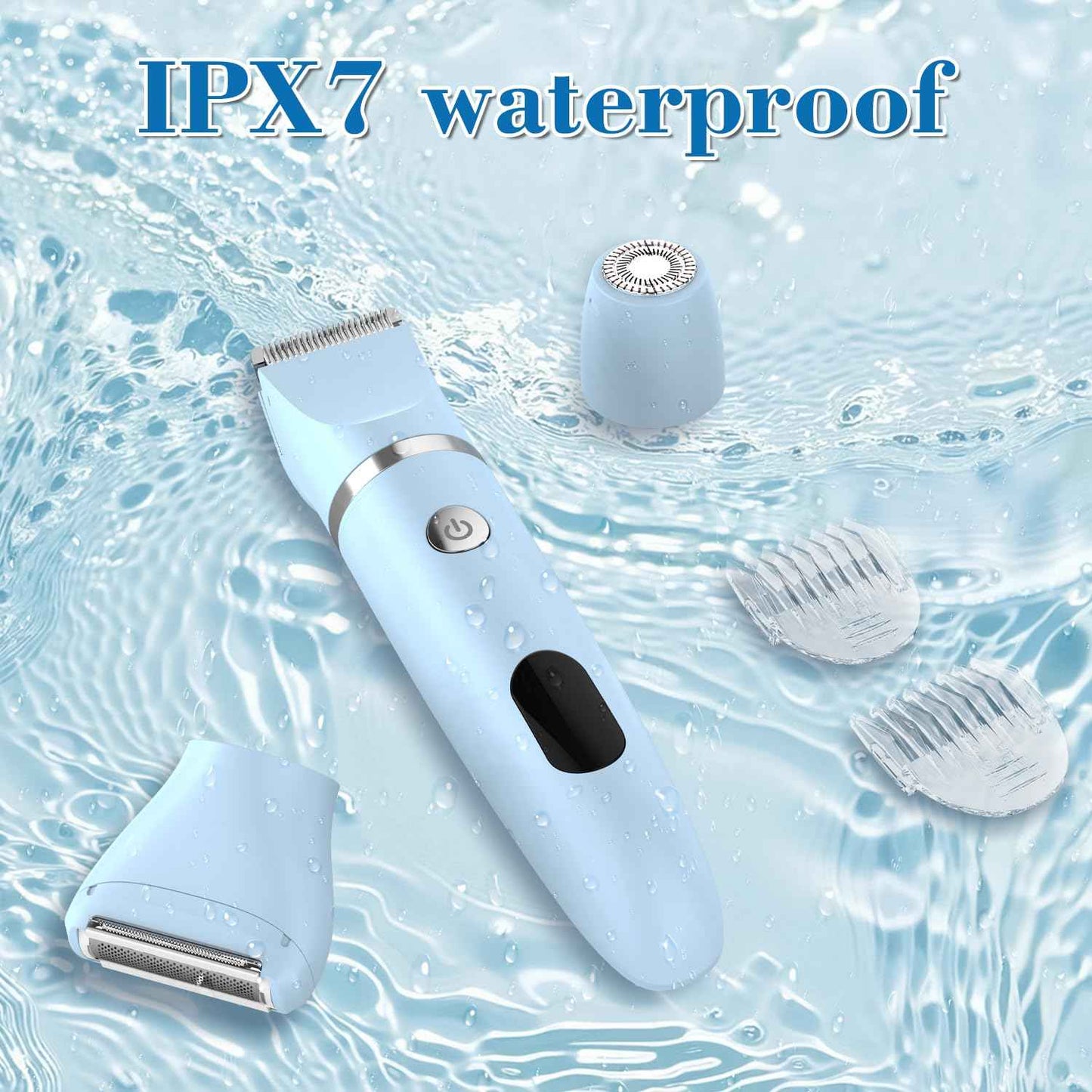 Scttomon 3-in-1 Electric Razor IPX7 Waterproof Bikini Trimmer Wet & Dry Use Painless Personal Trimmer Groomer for Ladies Face Body Legs Bikini Public Hairs Electric Lady Shaver with Replaceable Heads