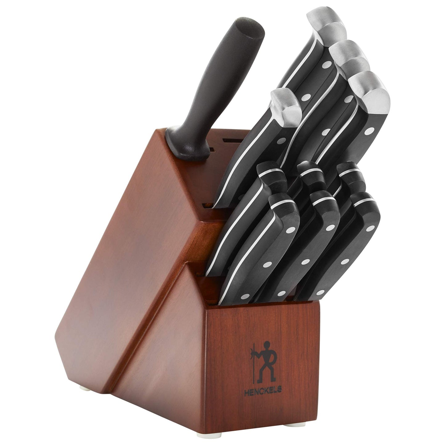 HENCKELS Premium Quality 12-Piece Knife Set with Block and Knife Sharpener, Razor-Sharp, German Engineered Knife Informed by over 100 Years of Masterful Knife Making, Dark Brown