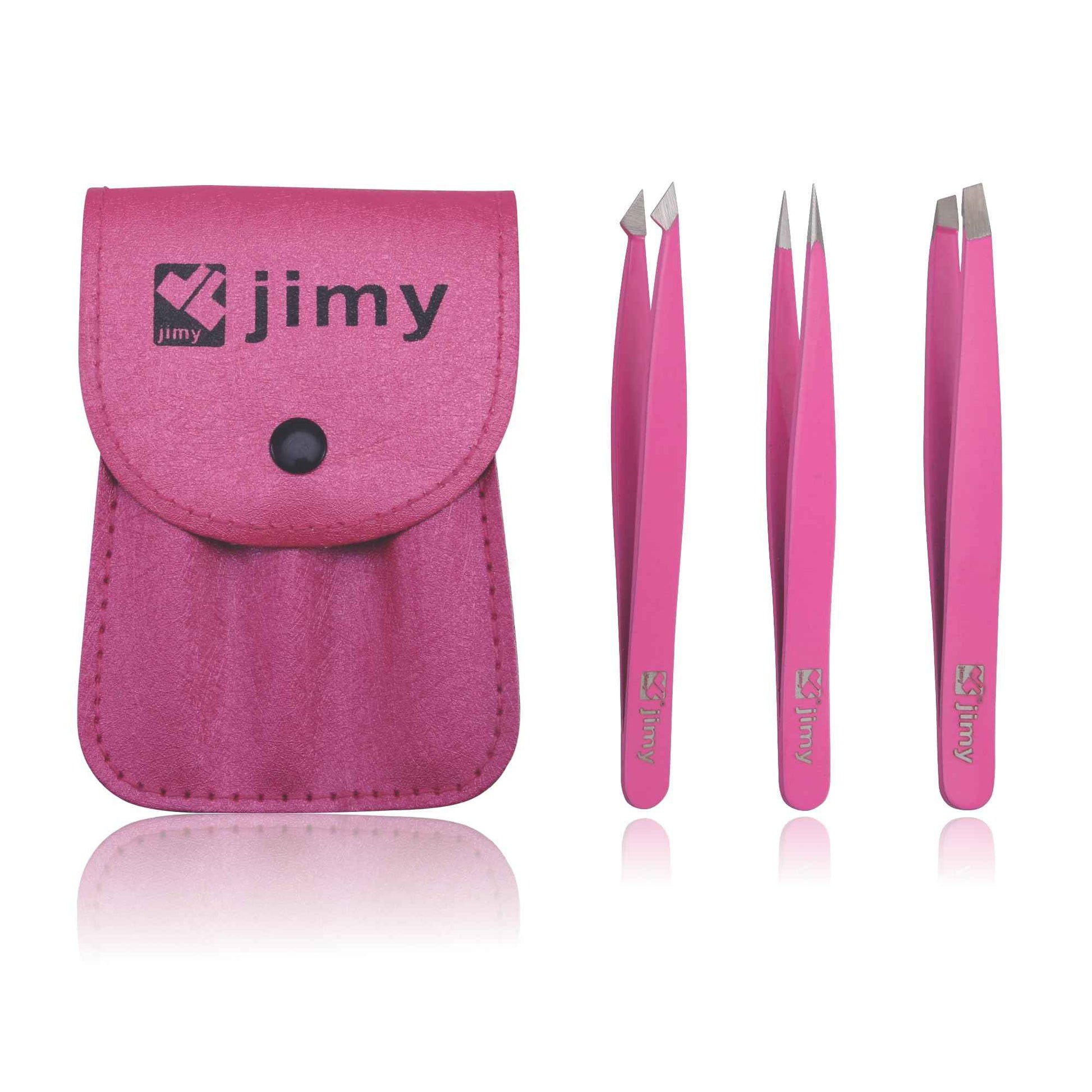 Jimy Eyebrow Tweezers - High Precision Slant Tips Tweezers, Superior Grip, Stainless Steel Tweezers for Women Facial Hair, Sleek Design for Ingrown Hair (Pack Of 3)