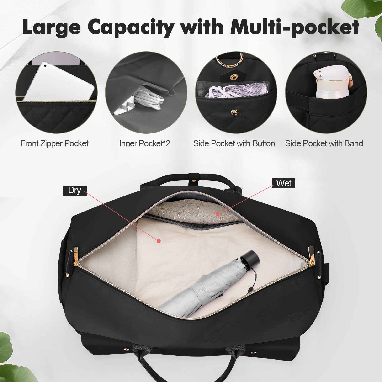 Wedama TSA Approved Toiletry Bag Clear Makeup Bags 3Pack +Large Weekender Bag for Women with Shoe Compartment for Travel Gym Camping