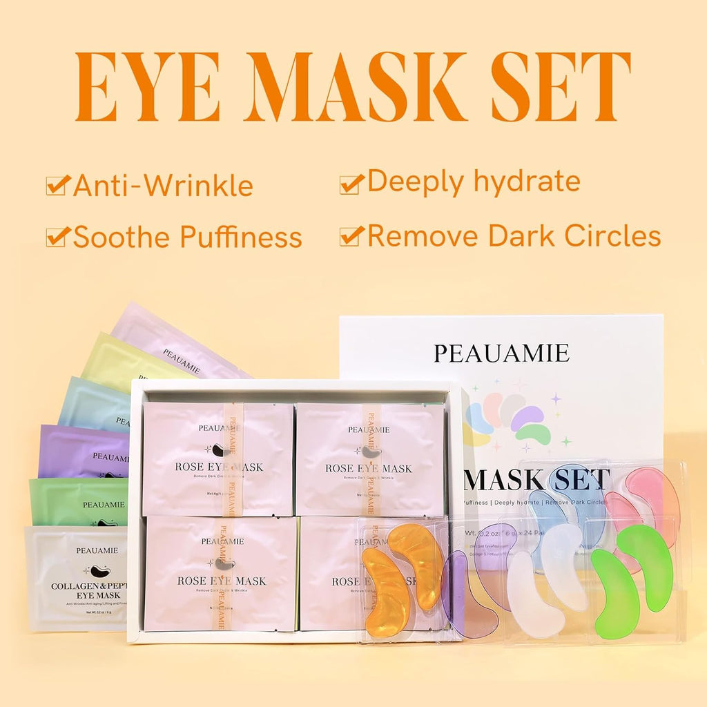 Under Eye Patches Gold and Hyaluronic Acid for puffy eyes,Rose Eye Masks for Dark Circles and Puffiness skin care Smooth Wrinkles products 30 Pairs