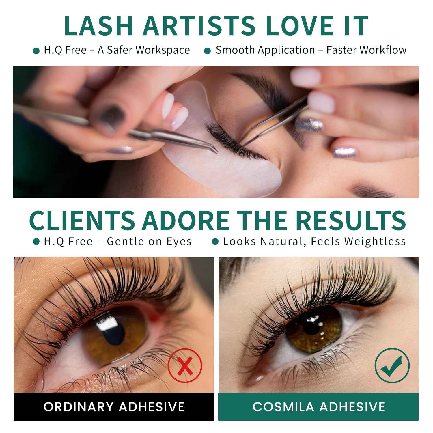 COSMILA Pro Eyelash Extension Glue – HQ Free – 99.8% Japan Monomer, Ultra-Stable – All-Climate, Sensitive-Friendly, Extra Strong – 1-2s Fast Drying, 8 Weeks Retention – for Lash Technicians – 5ml