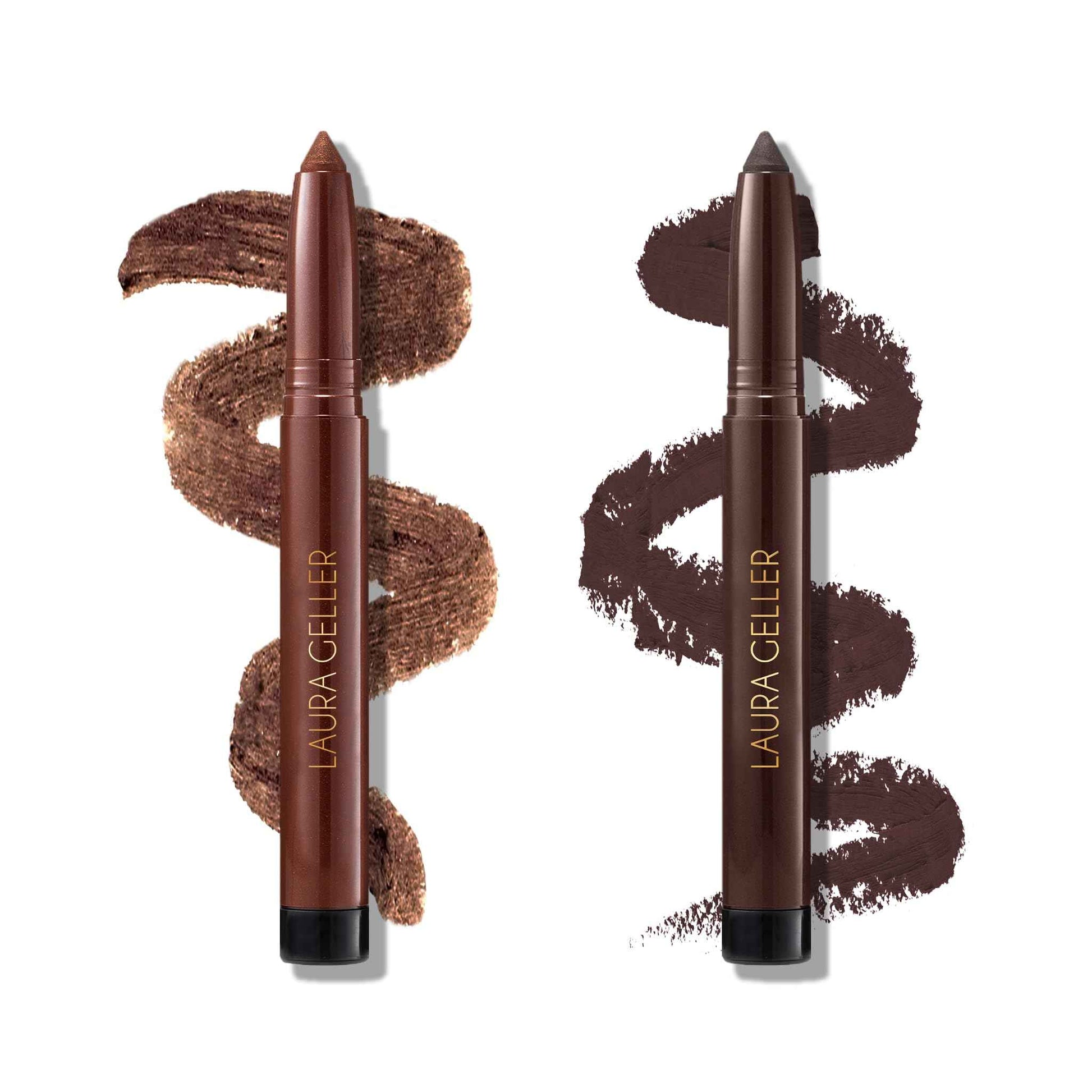 LAURA GELLER NEW YORK Kajal Longwear Kohl Eyeliner Pencil Duo - Dark Brown + Smoky Taupe - Smooth, Blendable Liner - Infused with Caffeine