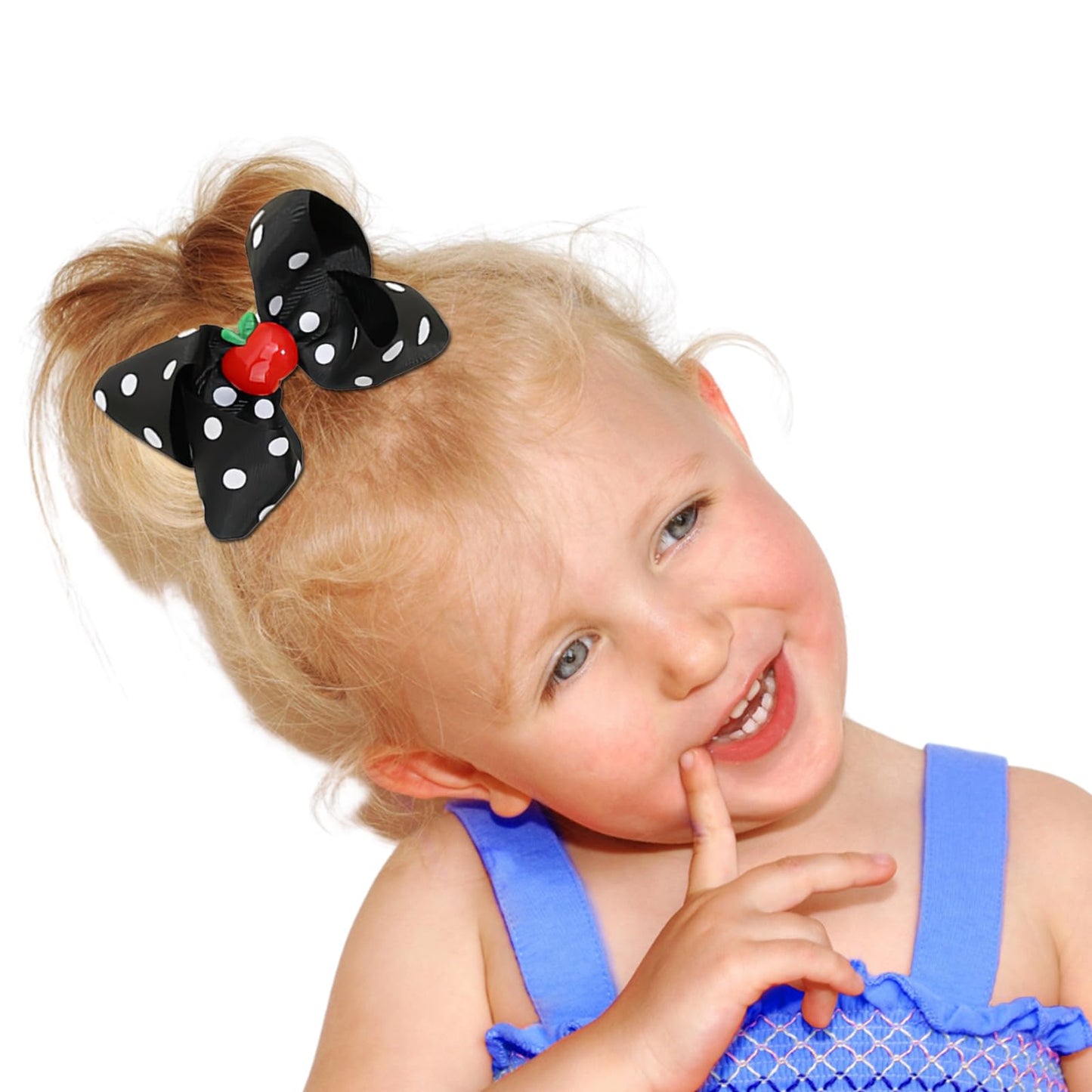 Back to School Hair Clips Cute Hair Clip Fruit Hair Bows for Toddler Black Bow Hairpin for Girls White Dot Hair Barrettes Hairpins for Kids First Day of School Hair Accessories for Hair Styling 2PCS