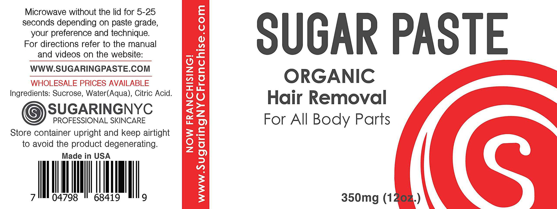 Sugar Paste by Sugaring NYC + Waxing Strips for Home Use, Applicator Card