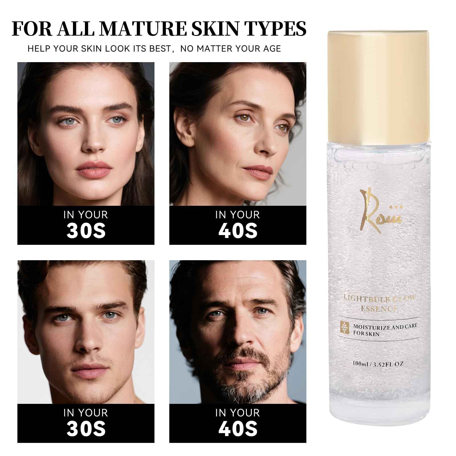 Roiii Light Bulb Glow Essence Serum - Vitamin C + Niacinamide + Hyaluronic Acid - Brightening Face Essence for Glowing Skin - Neck Reduce Dark Spots & Even Skin Tone 3.52 FL.OZ