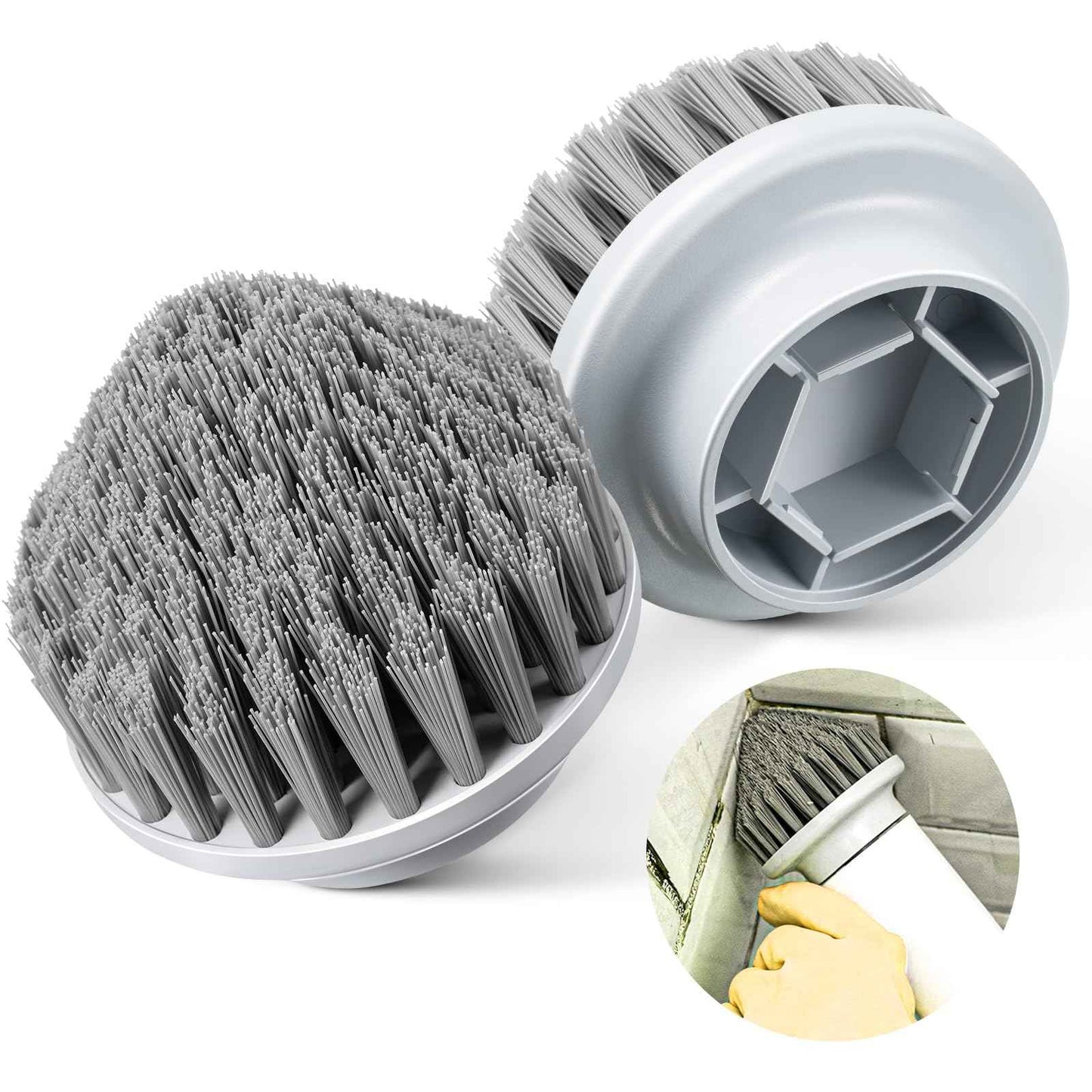 Dreyoo 2 Pcs Cone Brush Heads Compatible with Spin Scrubber, Tapered Pointed Corner Brush for Cleaning Tiles Sink Floor Shower Corner and Edge and Hard to Reach Places