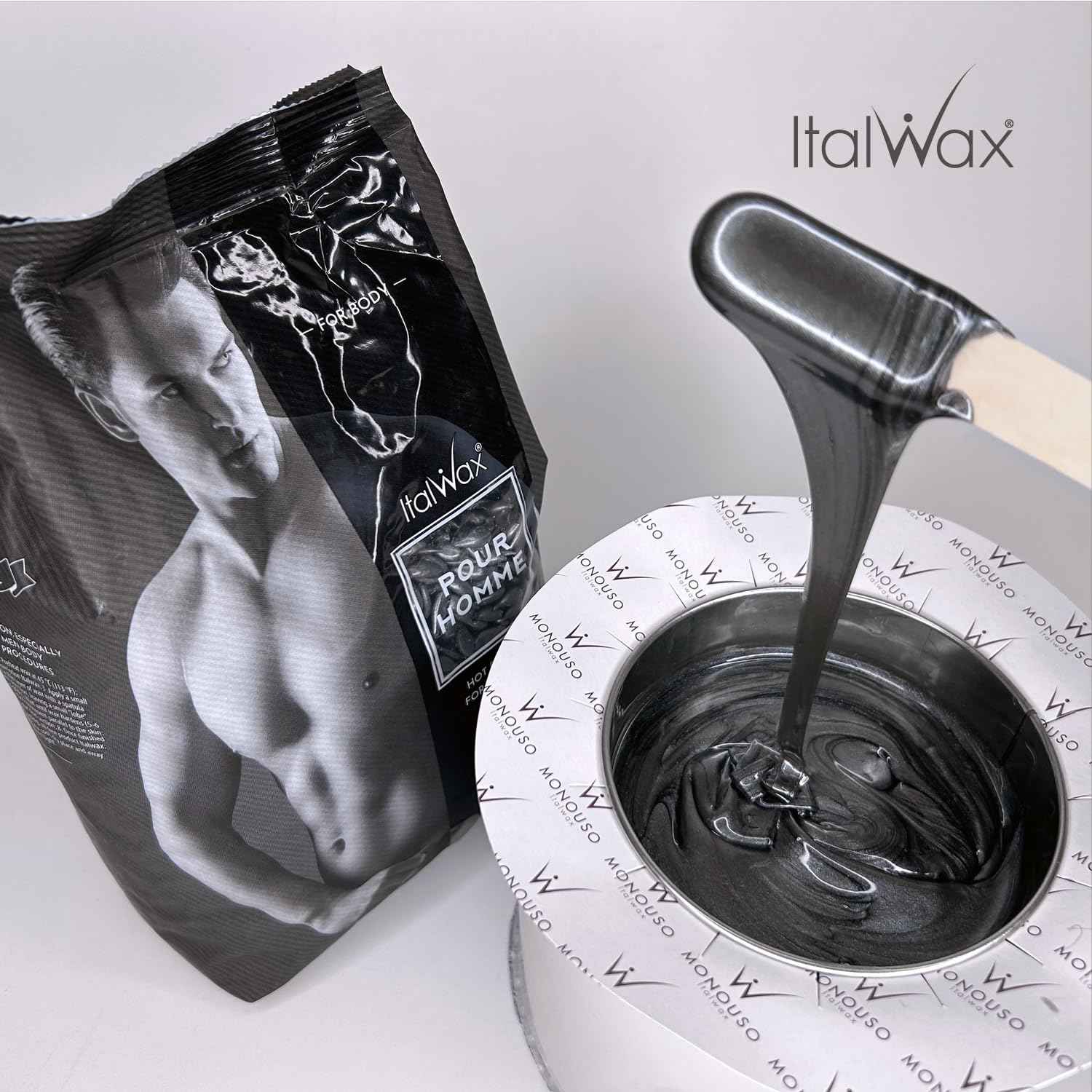 Italwax Pour Homme - 1kg / 2.2lb - Hard wax beads for hair removal - Special for man - Natural formulation - Easily removes coarse hairs - Ideal for barber shops