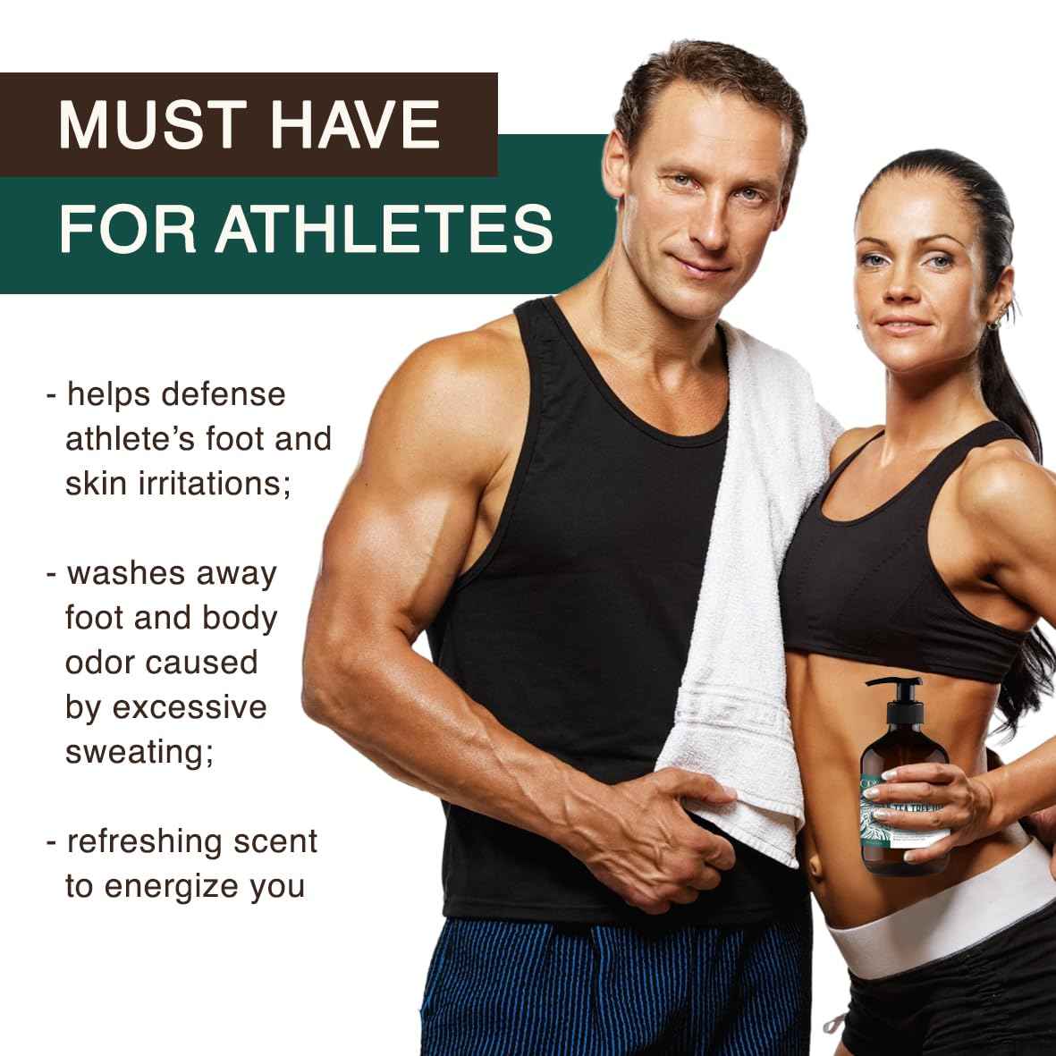 Tea Tree Oil Body Wash and Tea Tree Oil Foot Soak - Athletes Foot Treatment for Cracked and Dry Feet - Stubborn Foot Odor - Softens Calluses - Better Toe Nail Health