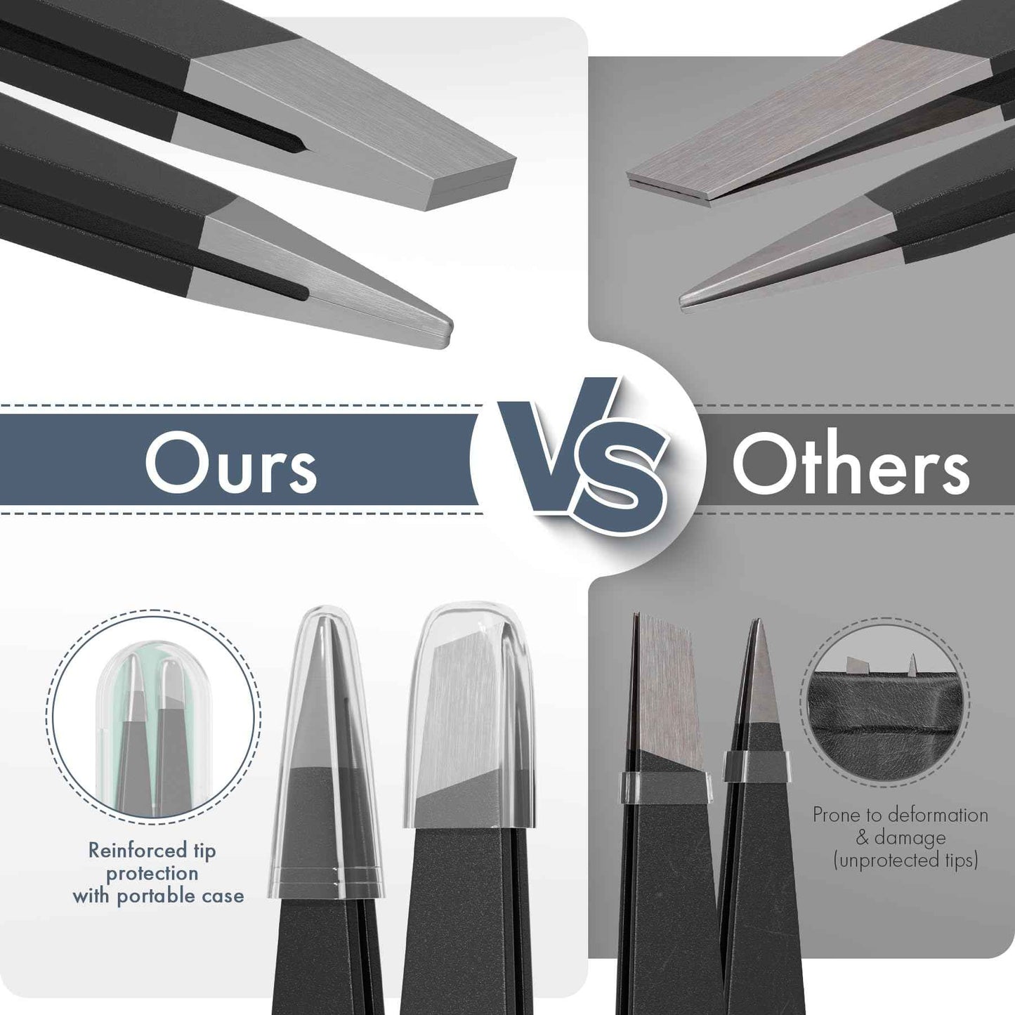 EZ2LIVE Tweezers for Women Facial Hair, Slant & Point Tip 2 Pack Eyebrow Tweezers for Men, Professional Tweezer Set Stainless Steel Precision Tweezers for Eyebrows, Splinter, Ingrown Hair Removal