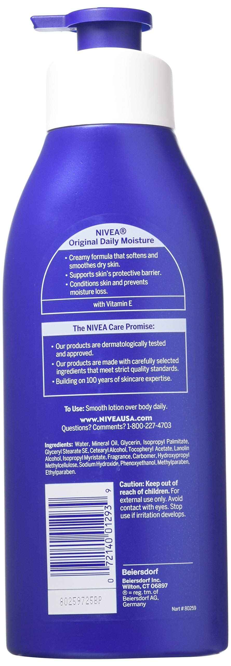 Nivea Lotion Original Daily Moisture 16.9 Ounce Pump (Normal to Dry Skin) (500ml) (2 Pack)