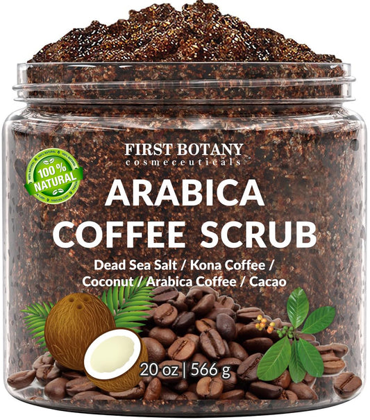 First Botany Cosmeceuticals, 100% Natural Arabica Coffee Scrub with Organic Coffee Coconut & Shea Butter, 20 oz