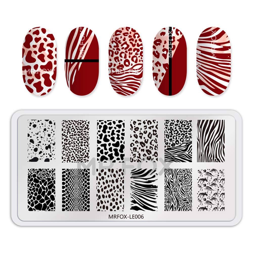 Mr. Fox Nail Printing Board Set Halloween Flame Leopard, Zebra and Snake Motifs Nail Art DIY Stamping Template