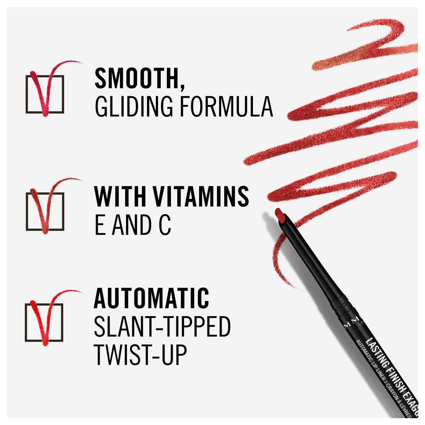 Rimmel Lasting Finish Exaggerate Automatic Lip Liner, 45 Epic Burgandy (Pack of 2)