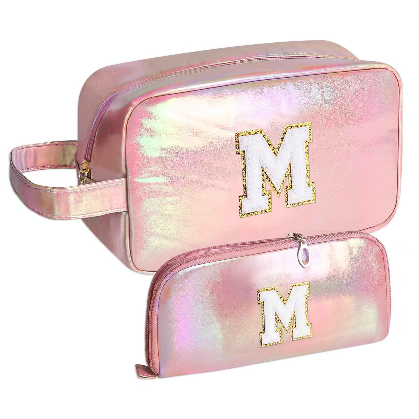 YRUBOHA Personalized Initial Makeup bag for woman,Travel Makeup Bag,Gift for Women,Mom,Monogram Preppy Makeup Bag Cosmetic Bag Set (Letter M)