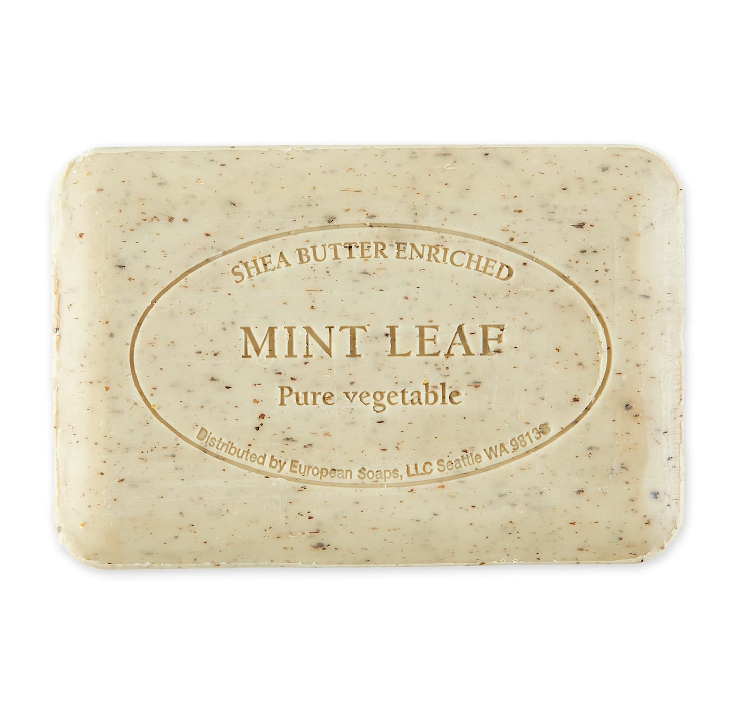 Pre de Provence Artisanal Soap Bar, Enriched with Organic Shea Butter, Natural French Skincare, Quad Milled for Rich Smooth Lather, Mint Leaf, 8.8 Ounce