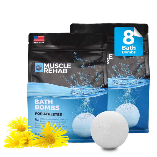 Muscle Rehab Magnesium Epsom Salt Bath Bombs - Fast-Absorbing Muscle Soak for Post-Workout Recovery - Bath Bombs for Sore Muscles and Pain- Tranquil Foot Soak Bombs - Athletic Recovery Bath - 2 Packs