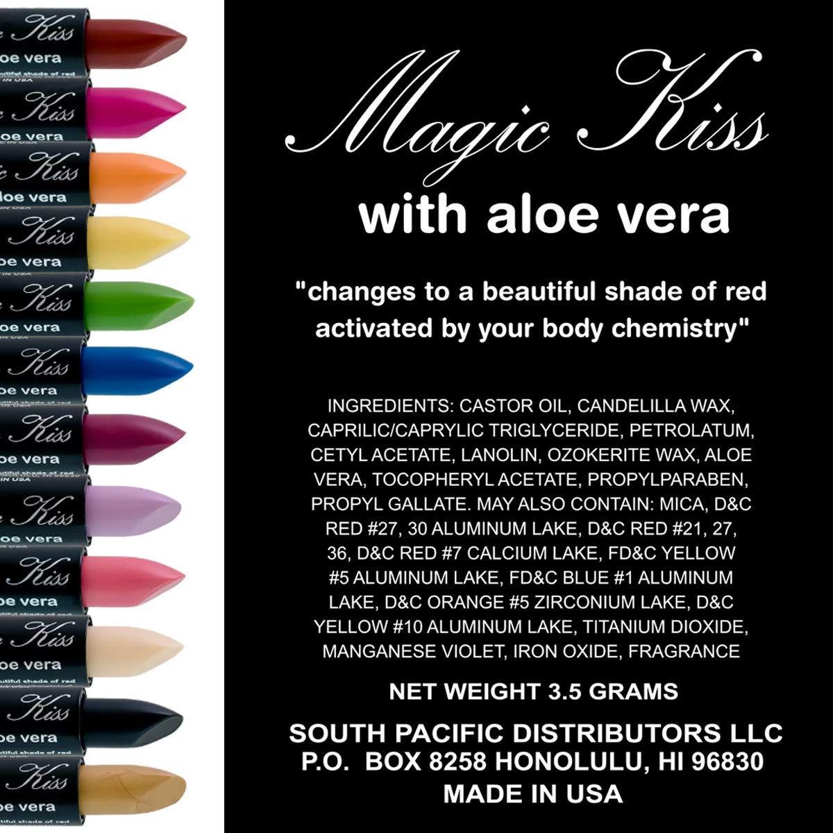 Magic Kiss Lipstick Set Aloe Vera Color Changing 6 Pack MADE IN USA (Chocolate)