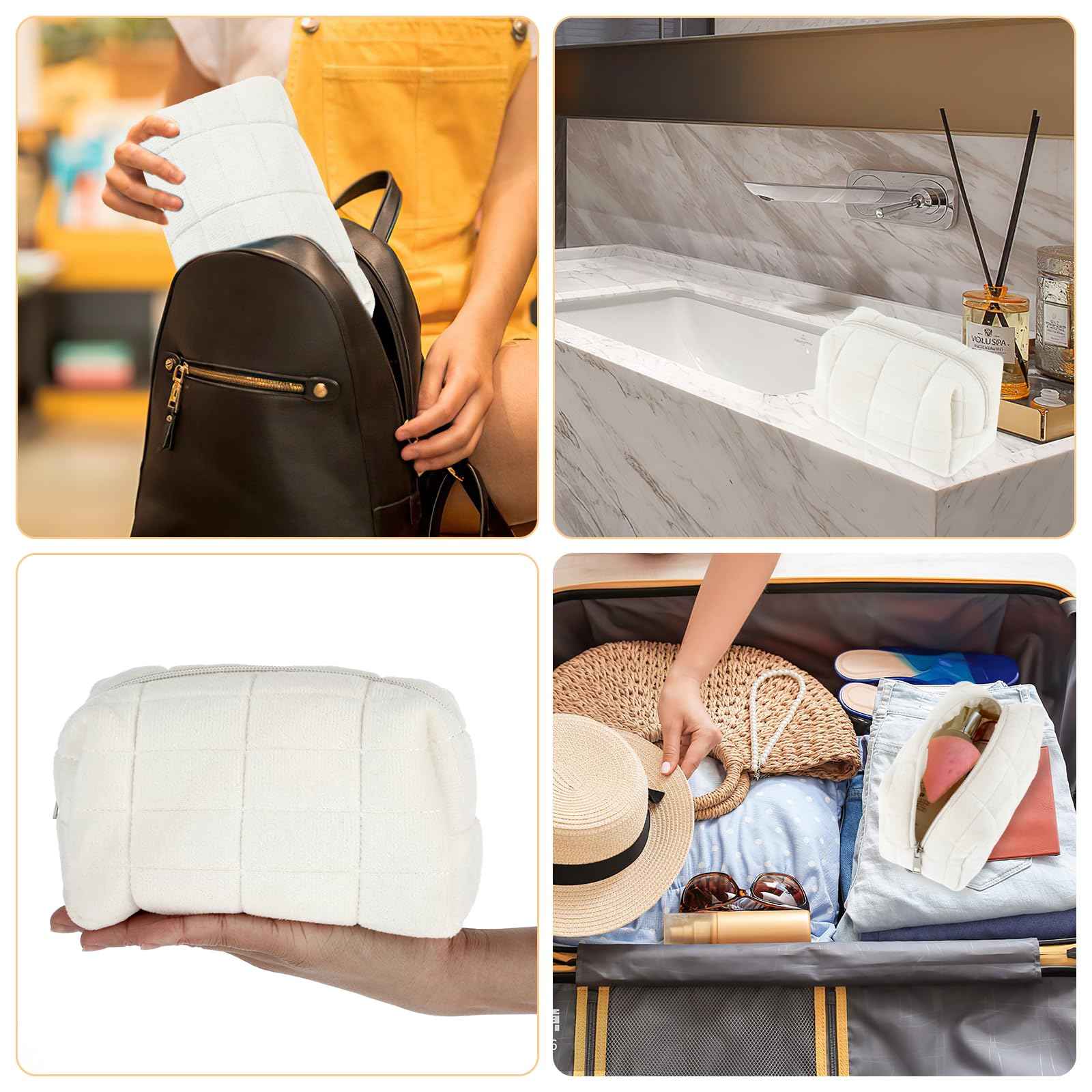 Sibba Makeup Case Make Up Cosmetic Organizer Travel Toiletry Bags Skin Care Pouch Small Fluffy Purse Collection Traveling Makup Beauty Women