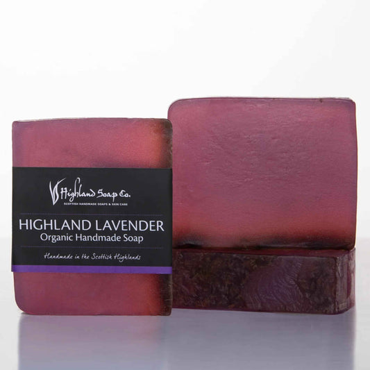 The Highland Soap Company, Handmade Scottish Organic Vegetable Oil Glycerin Soap Bar, Highland Lavender, 5.3oz (Pack of 2)