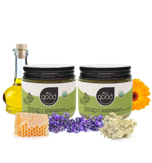 All Good Goop Organic Skin Care Recovery Balm - All Purpose Ointment w/Calendula, Lavender, Beeswax - Chafing Cream, Dry Skin Salve, Cracking Lip Moisturizer - Soothes, Hydrates & Calms - 2oz, 2-pack