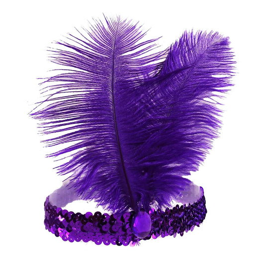 Mrotrida Sequins Feather Headpiece Headband 1920s Carnival Party Headwear for Women Grils