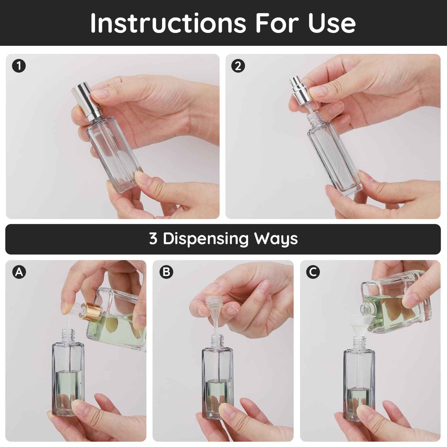 Segbeauty Travel Size Perfume Refill Bottle, 5 Set of 20ml Glass Perfume Spray Bottle Atomizer, Mini Portable Travel Cologne Dispenser Fine Mist Sprayer Toiletries Accessories Kit for Men Women