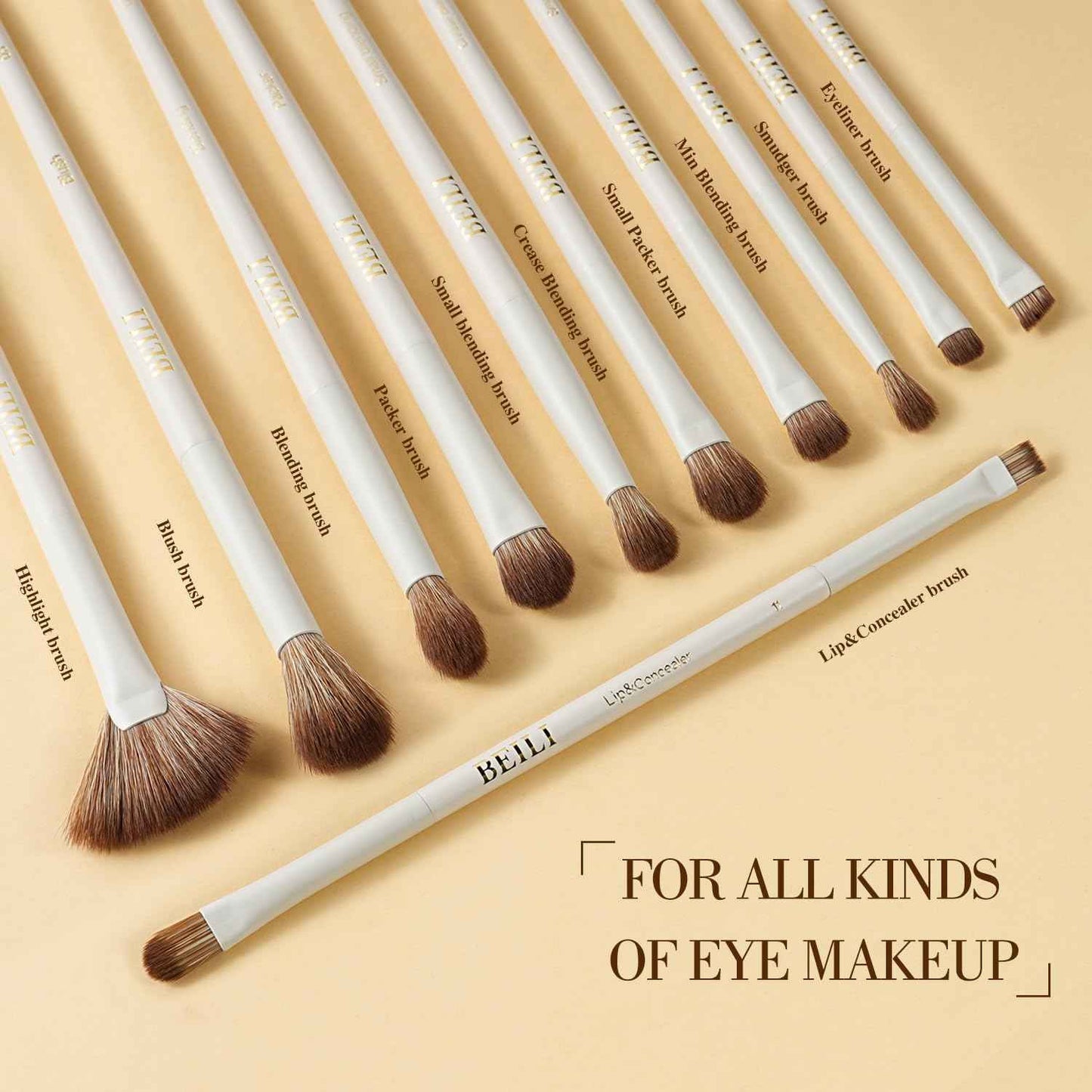 BEILI Makeup Brush Set 15Pcs Labeled Makeup Brushes Premium Synthetic Foundation Powder Contour Blush Concealers Eye Shadow Eyeliner Blending Face Brush Set