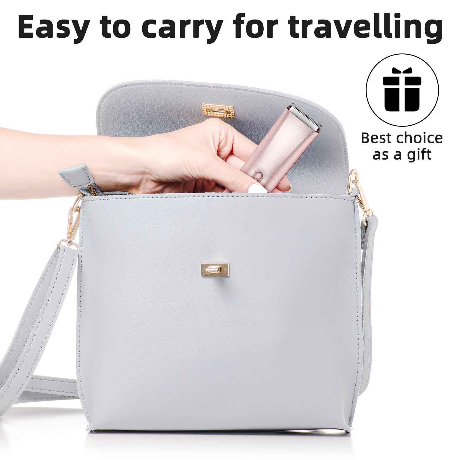 Bikini Trimmer for Women,Bikini Razor for Women Pubic Hair, 2 in 1 Wet & Dry Use Groomer,Painless Body Hair Trimmer for Face Legs Underarm Electric Shavers Razors Rechargable IPX7 Waterproof (Pink)