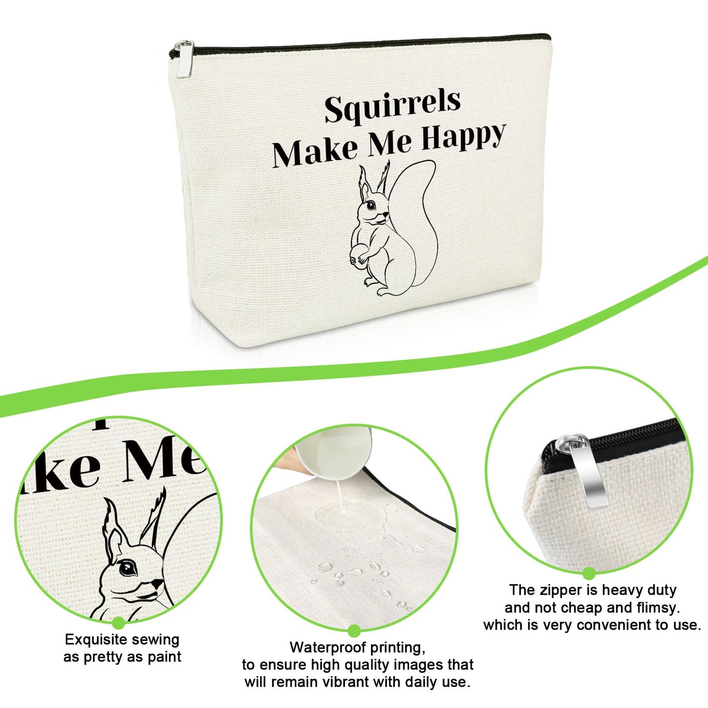 Squirrel Gift Squirrel Lover Makeup Bag Squirrel Lover Gift Squirrel Mom Gifts Cosmetic Bag Squirrel Themed Gifts Animal Lover Gifts Christmas Birthday Gift for Friend Daughter Travel Toiletry Pouch