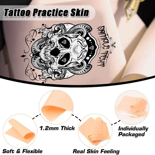 40Pcs Tattoo Skins with Transfer Papers - YONGDA 20Pcs Fake Skin Tattoo Practice Skins Double Sides and 20Pcs Thermal Stencil Papers for Beginners and Artists Tattooing Supplies