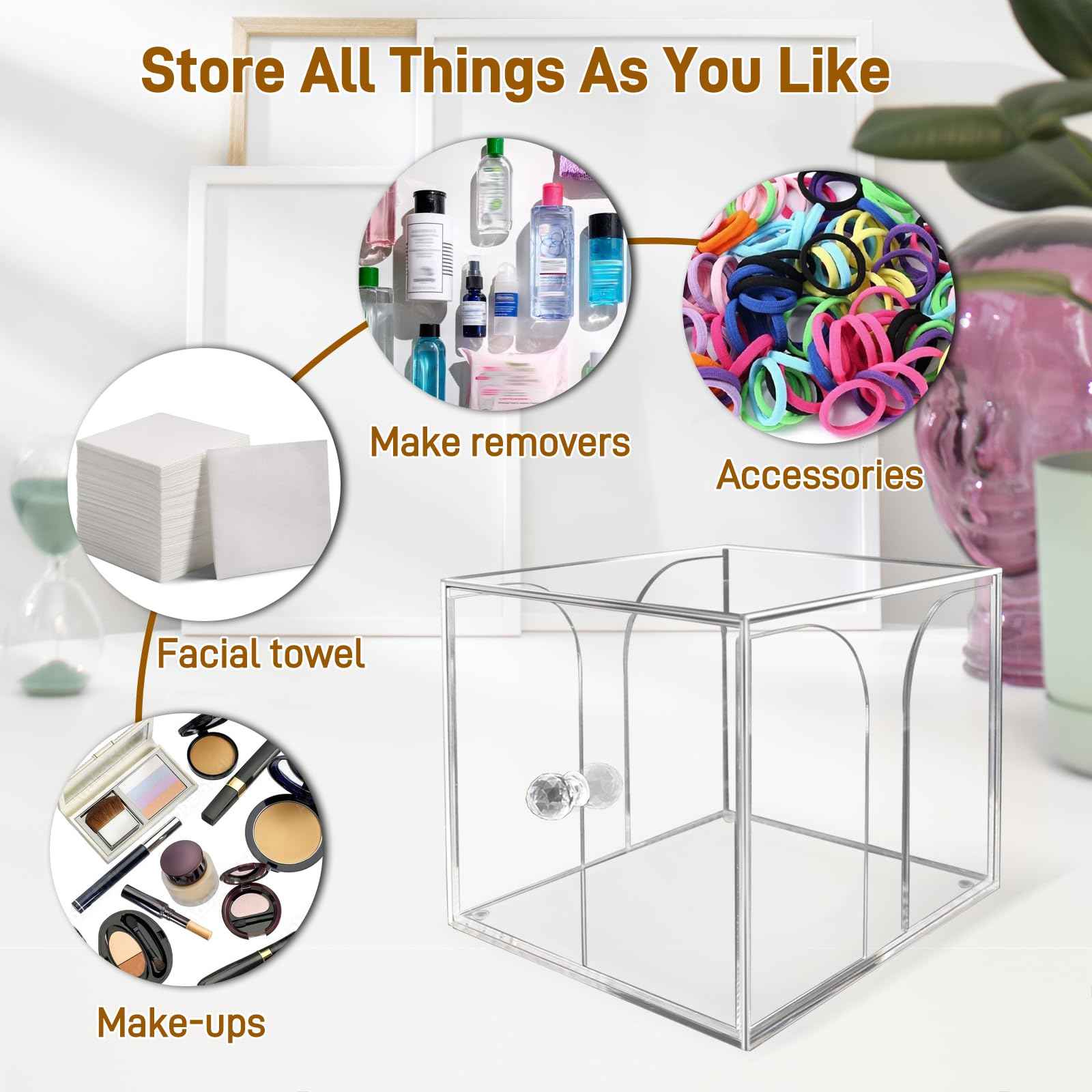 YSCGRICH Disposable Face Towel Holder Acrylic Storage Box, Makeup Remover Dry Wipe Organizer for Clean Skin Club Clean Towel XL, Skin Care Luxe Container for Facial Washing