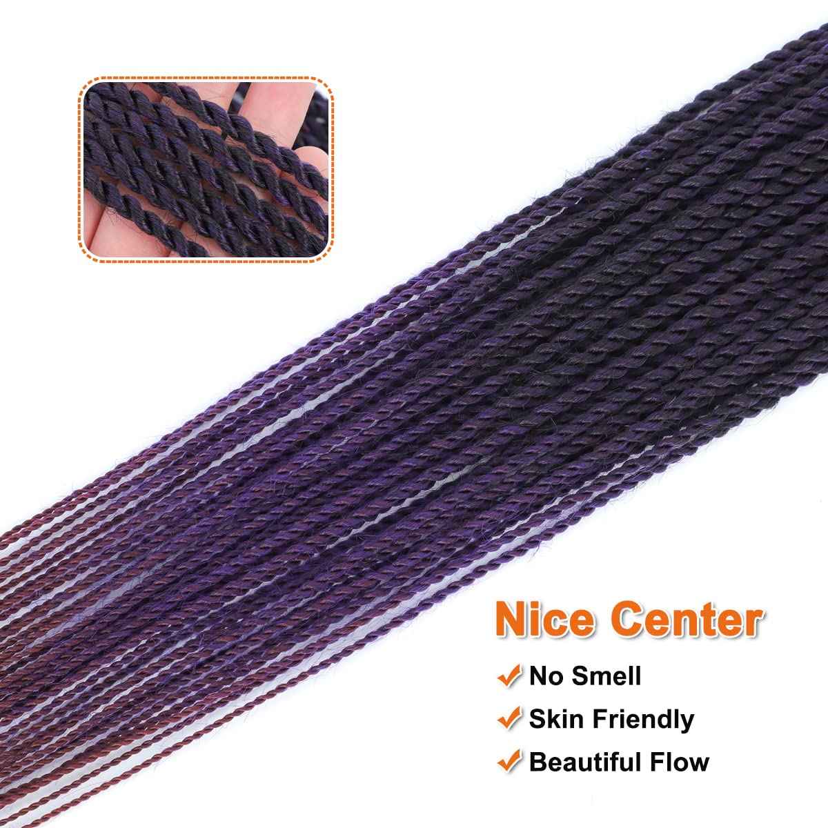 NAYOO Purple Crochet Senegalese Twist, 18 Inch 8 Packs Small Twist Crochet Hair, 35 Strands/Pack Braids, Hot Water Setting (18 Inch, 1B/Purple/Bug)