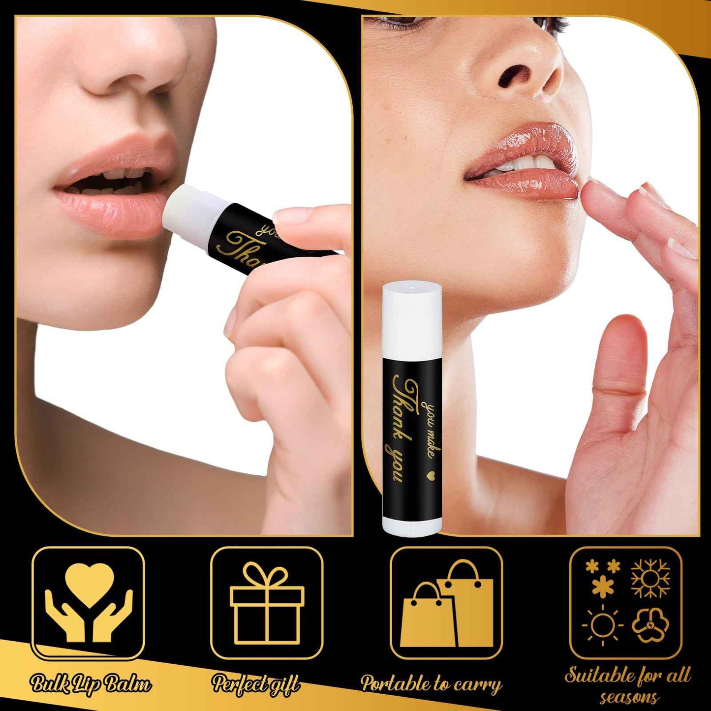 Sacubee 30 Pack Christmas Employee Appreciation Gift Lip Balms Bulk Staff Teacher Team Volunteer Thank You Gift Thanksgiving Christmas Appreciation Party Favor for Women Men(Cool,Black Gold)