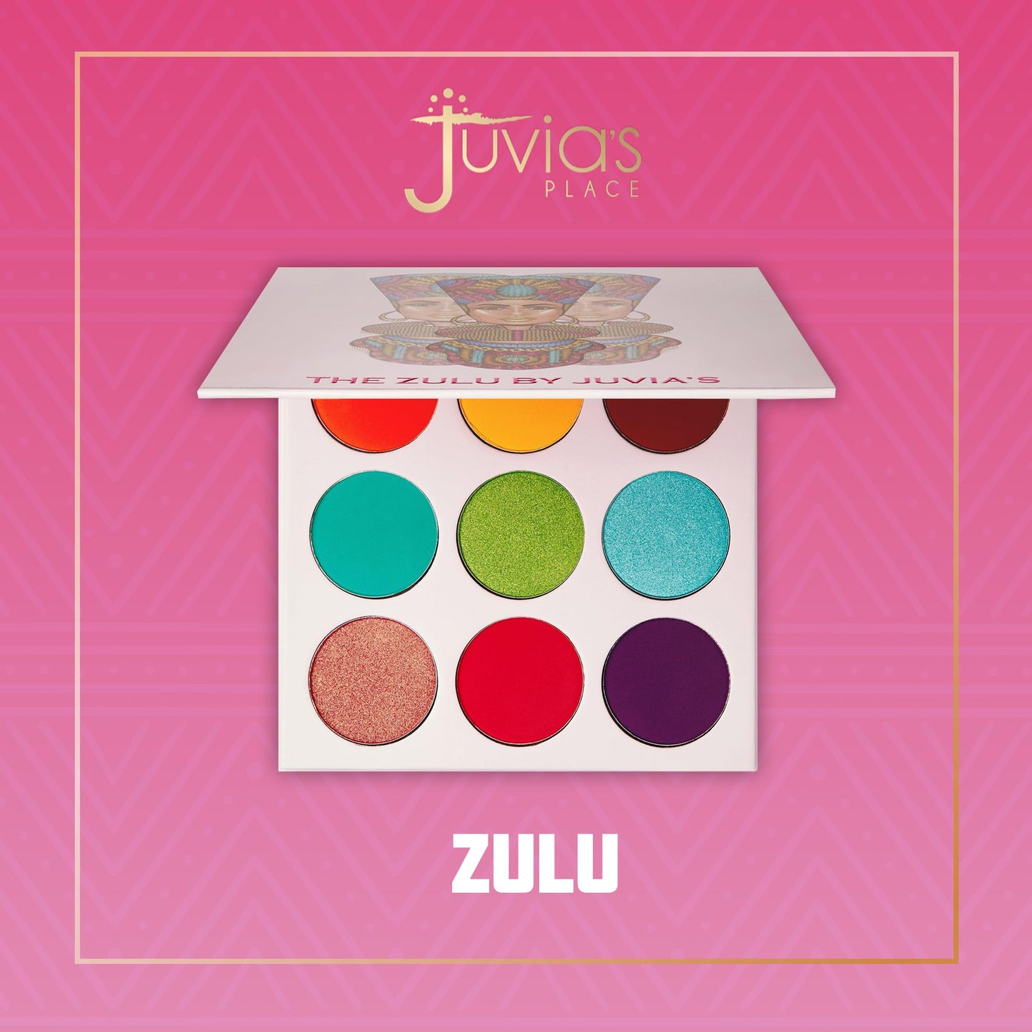 Juvia's Place Palette The Zulu - Turquoise, Red, Purple, Shades of 9, Colorful, Vivid, Vibrant Palette, Pigmented Makeup Palette Color & Shine