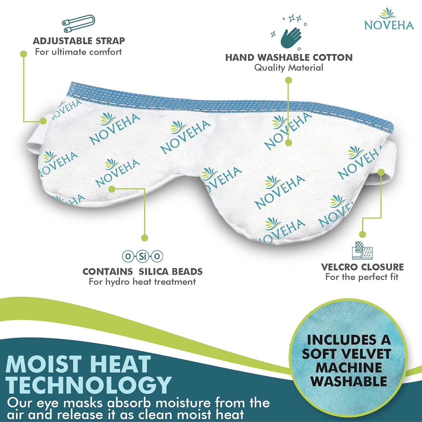 NOVEHA Ultra Warm Compress Eye Mask | Moist Hot Technology for Sensitive Dry Eyes- Microwave Activated - Relieves Stye or Pink Eye- Heat Water Procedure for Irritated Eyes and Eyelid Bumps