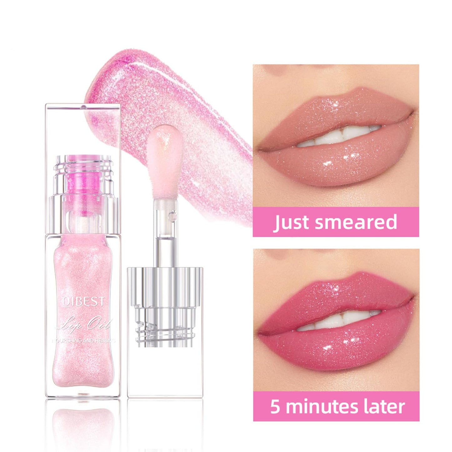 Magic Color Changing Lip Oil, Cosmetics Color Changing Lip Oil, Warm Change Hydrating Lip Gloss, Long Lasting Shimmery Lip Glow Oil, Moisturizing Non-sticky Fresh Texture Lip Oil (Set J, 1)