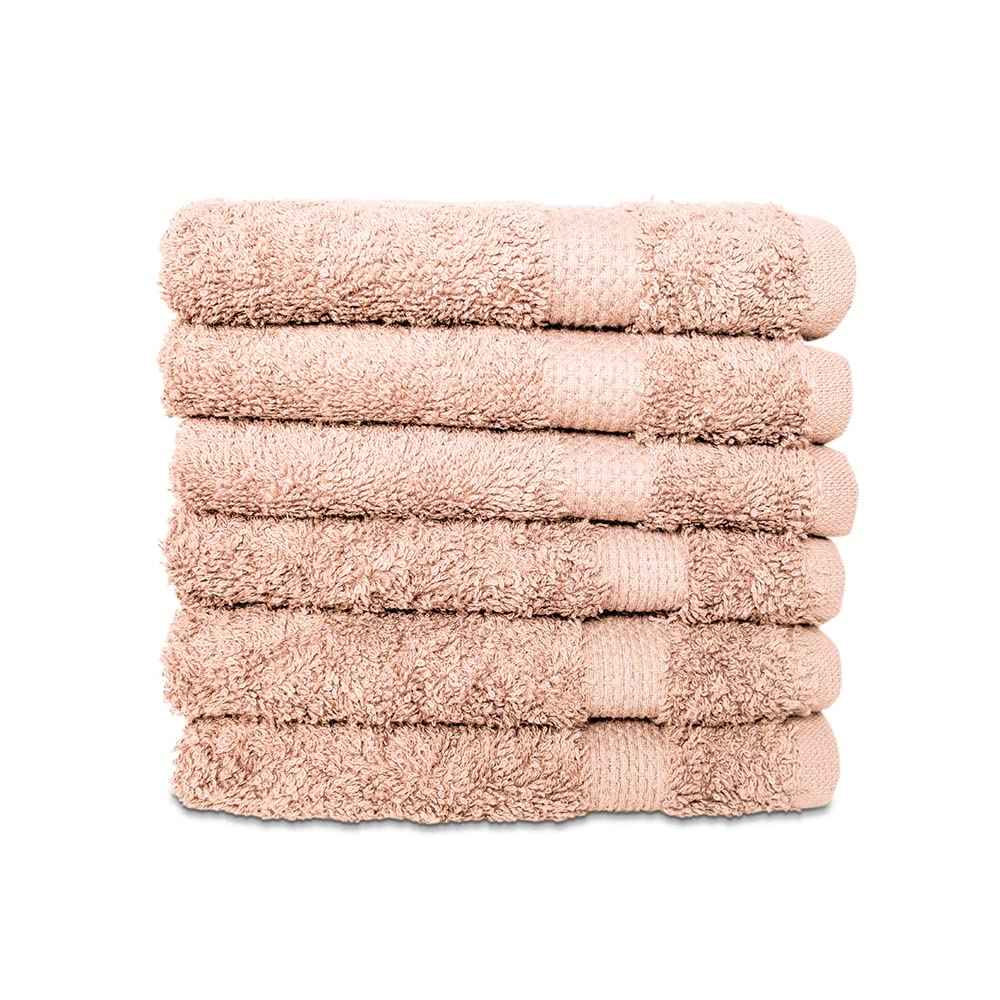 Hencely Premium 6-Pack Washcloths 12x12 Inches Soft Turkish Cotton High Absorbent and Quick Dry Dishtowel for Kitchen and Bath (Wash Cloth 6 Pack, Peach)
