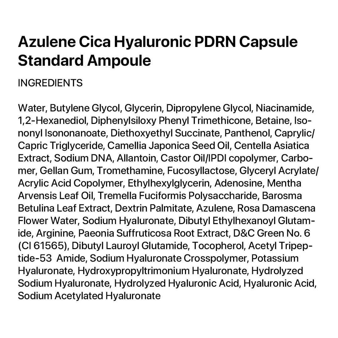 Le Nubele Azulene Cica Hyaluronic PDRN Capsule Standard Ampoule 02, Salmon DNA PDRN 3,000ppm, Peptide, Collagen Booster, Skin Rejuvenation, Hydrating, Acne Skin, Korean Skin Care 30ml/1.01 fl.oz.