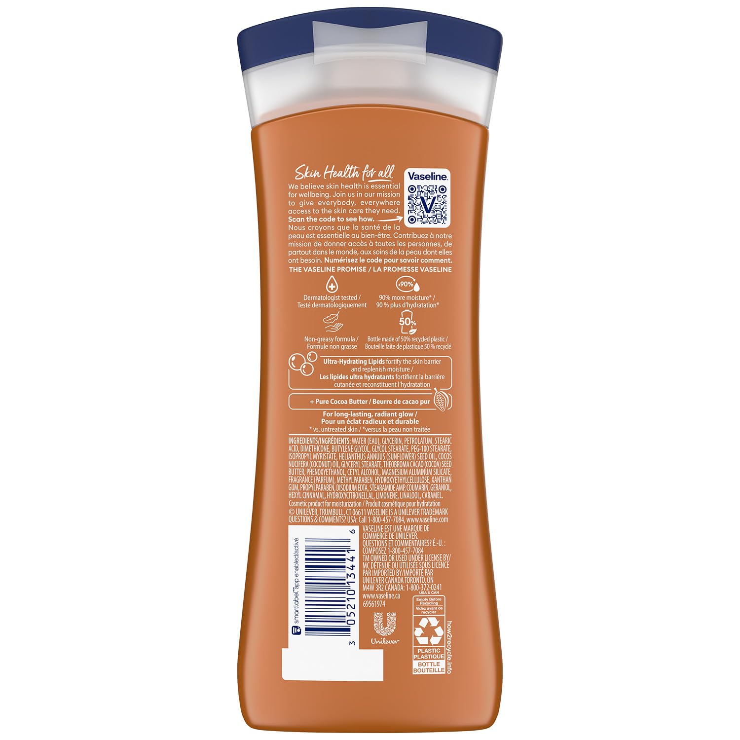 Vaseline Intensive Care Cocoa Radiant – Hand & Body Moisturizer with Cocoa Butter, Shea & Petroleum Jelly, Healing Lotion for Extremely Dry Skin, 10 Oz