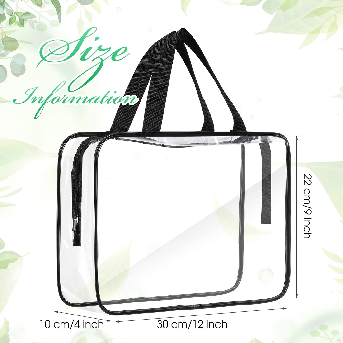 Reginary 10 Pack Large Clear Cosmetic Makeup Bag with Zipper and Handle Travel Toiletry Pouch PVC Plastic Zippered Toy