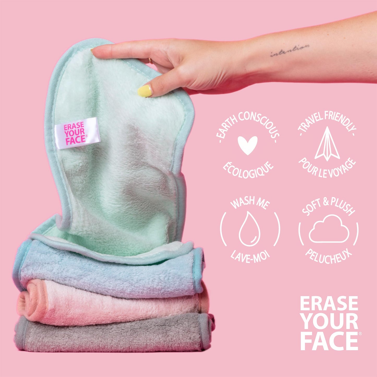 ERASE YOUR FACE Make-up Removing Cloths, By Danielle Enterprises, Pastel, 4 Count