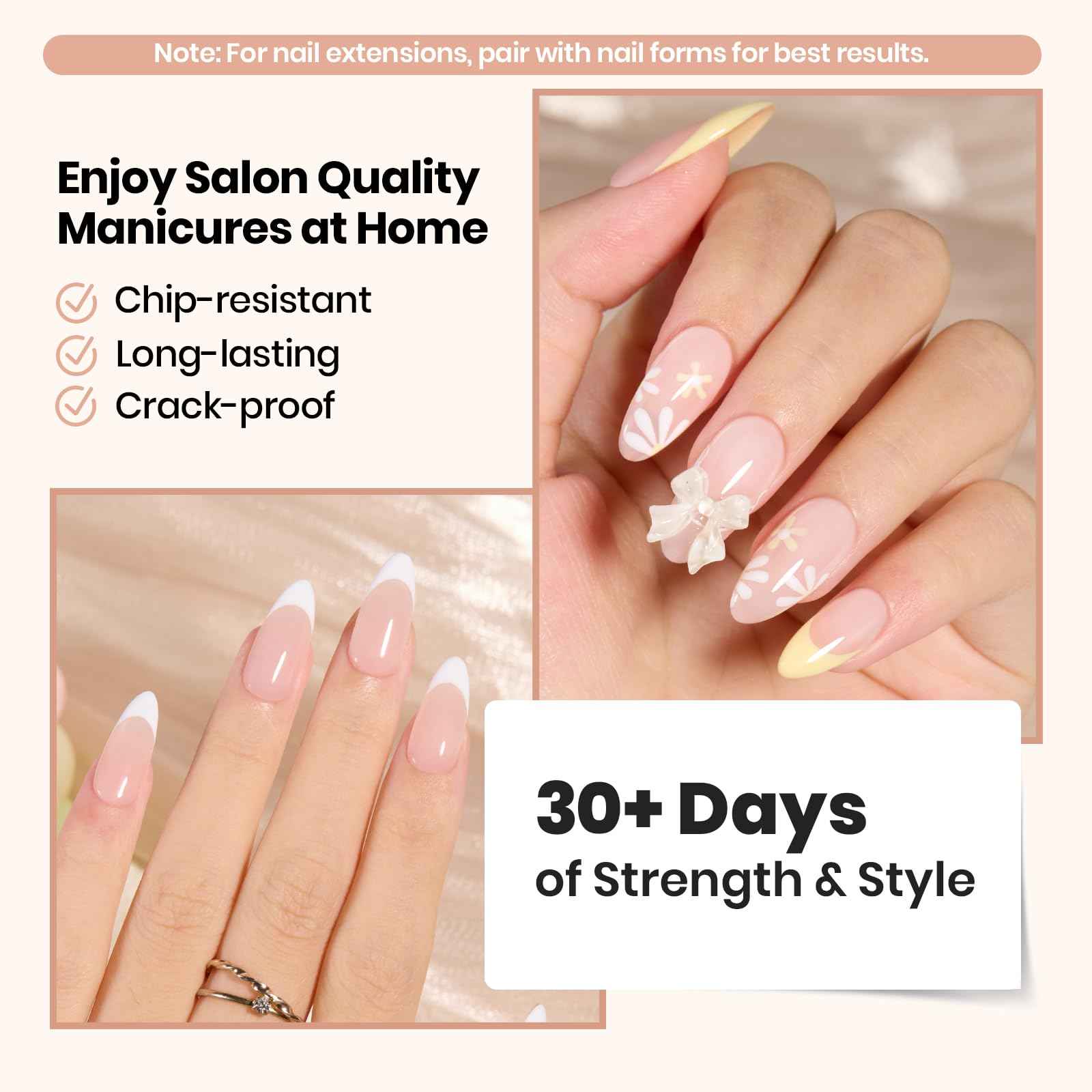 Beetles Builder Gel Kit HEMA Free & Handheld Nail Lamp, 8 in 1 Nail Thickening Strengthening Building Apex for Beginner DIY Salon at Home with Base & Top Coat,Clear Natural Nude Builder Nail Gel