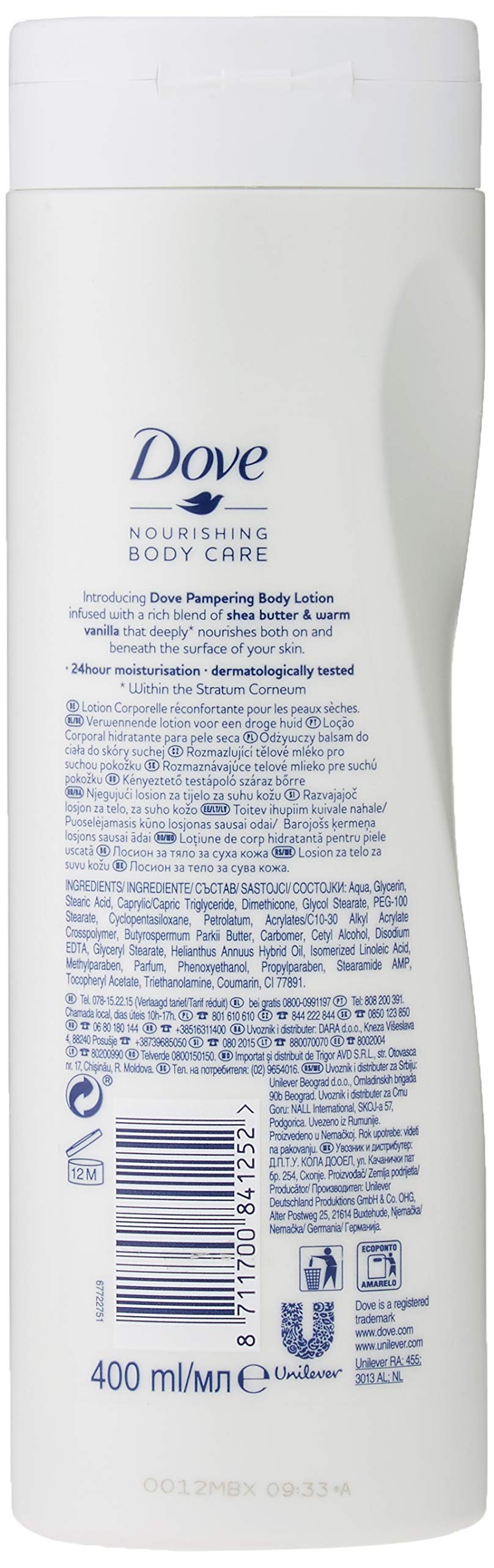 Dove Purely Pampering Indulgent Body Lotion for Unisex, 13.6 Ounce