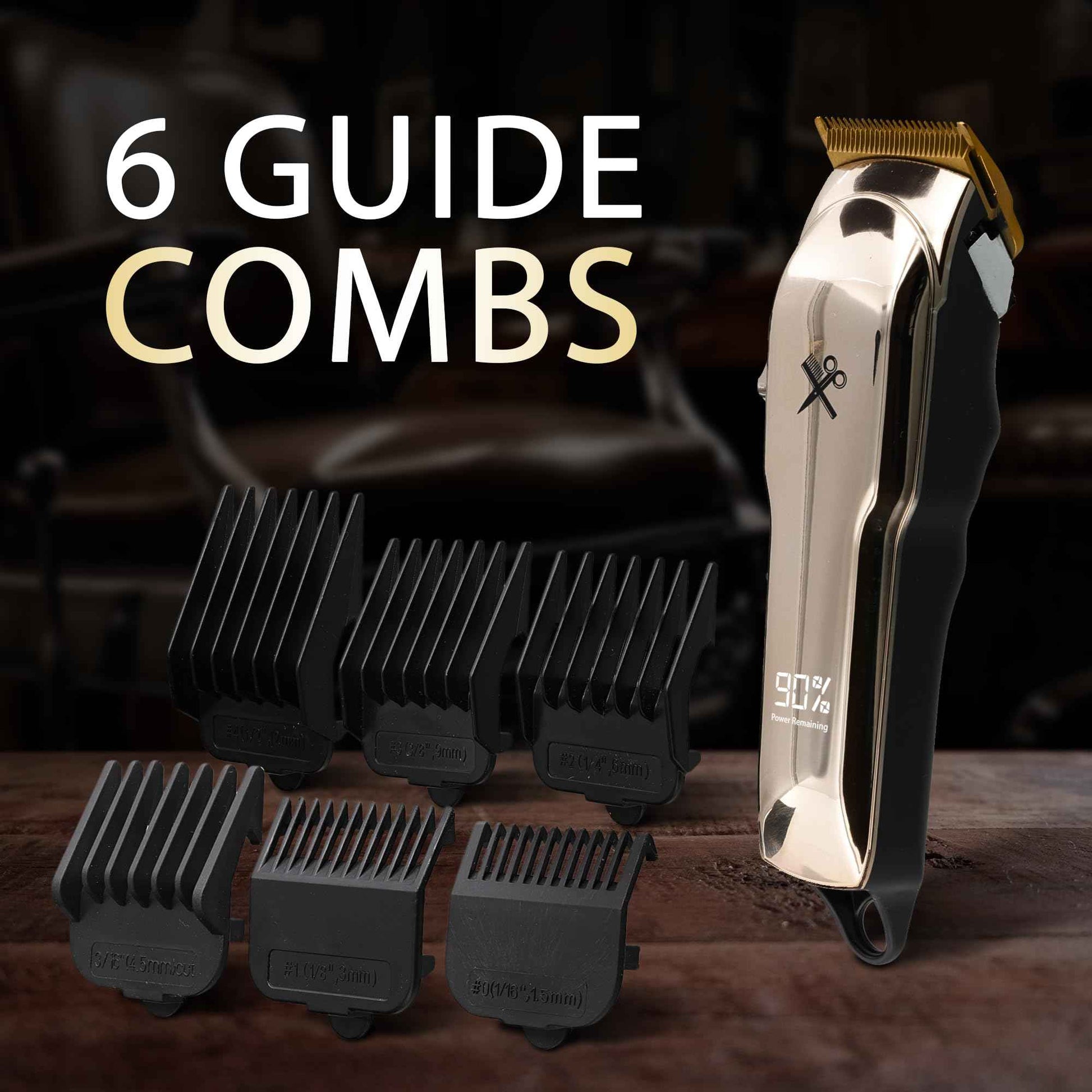 Cutting Edge Hair Clippers, Cordless Rechargeable Hair Clipper for Men & Women, Adjustable Taper, 6 Guide Combs, Hypoallergenic & Heat-Resistant Ceramic Blades, LCD Display, 90 Minute Run-Time