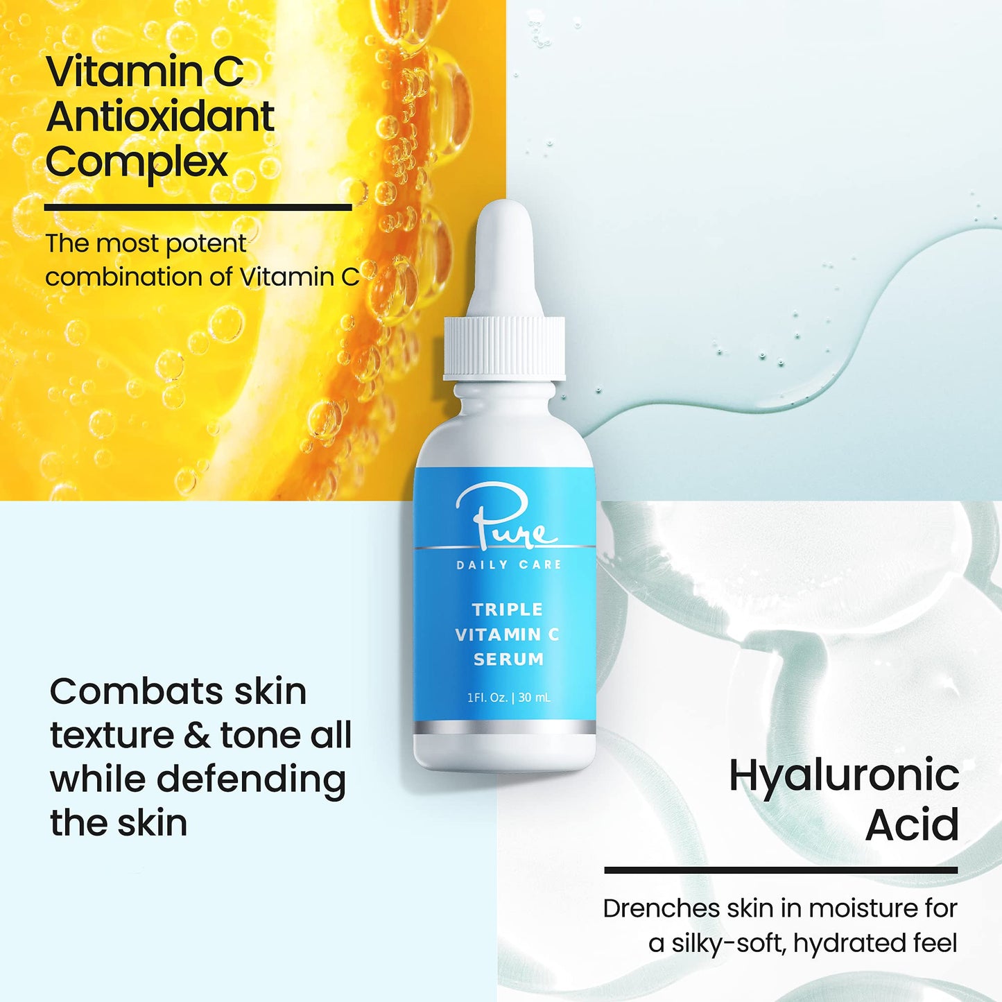 Triple Vitamin C Serum - Anti-Aging Antioxidant Brightening Clinical Grade Clean Skincare