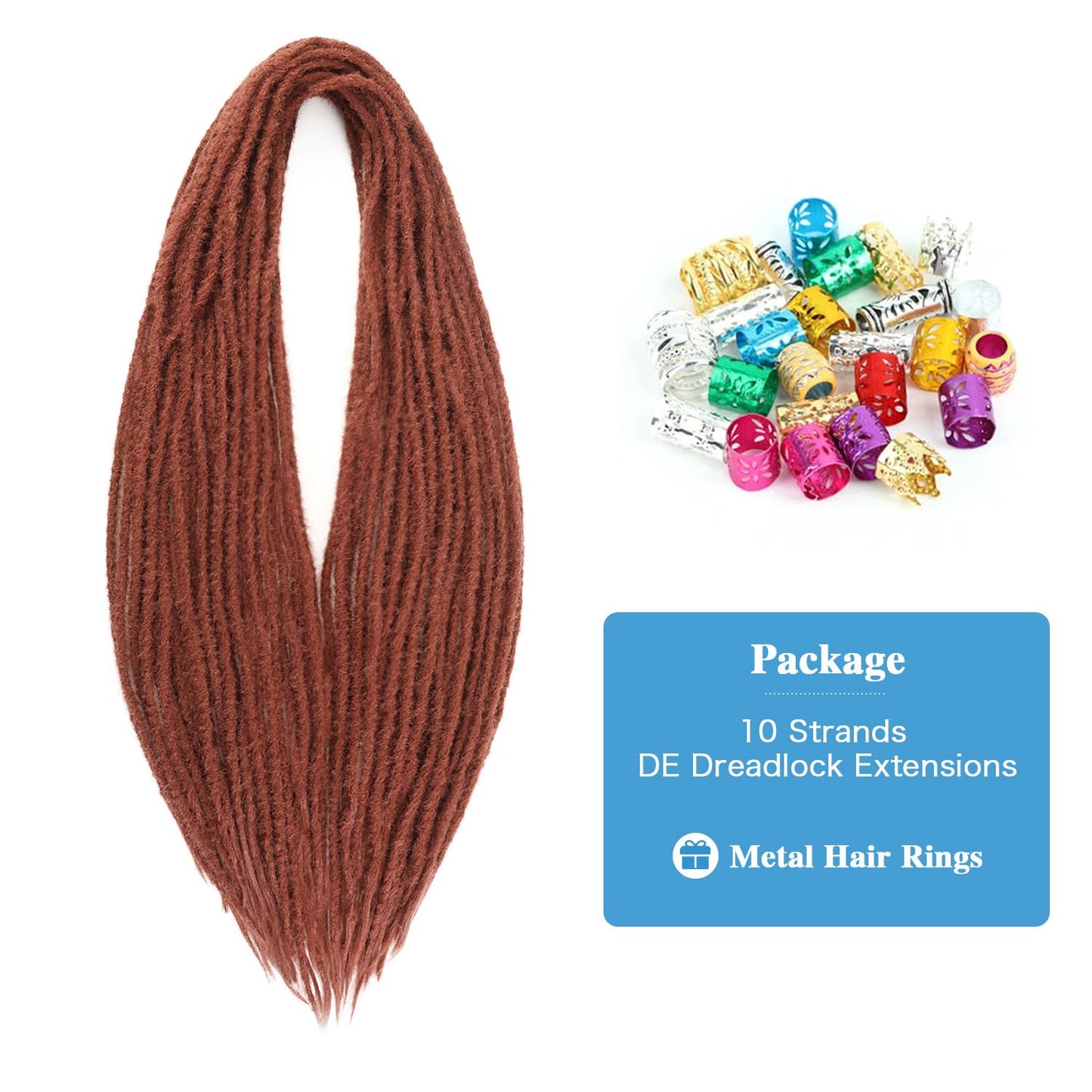 WIGNEE 24 Inches Double Ended Dreadlock Extensions Straight Synthetic Dreadlock Extensions 10 Strands Dreads Extensions (24 Inch, 350)