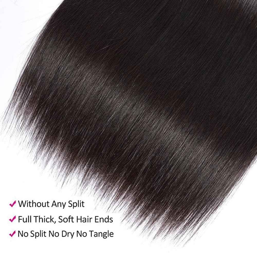 10A Straight Bundles Human Hair 10 12 14 Inch 100% Unprocessed Virgin Brazilian Straight Human Hair Weave 3 Bundles Natural Black Color